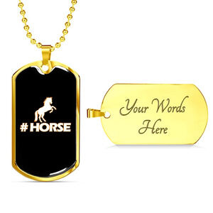 Horse Necklace # Horse Personalized Engraved Gold Dog Tag Necklace Custom Name